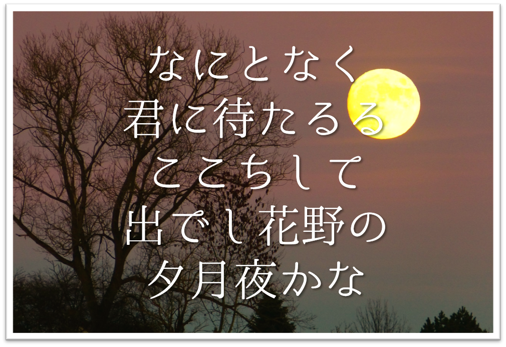 なにとなく君に待たるるここちして出でし花野の